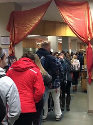 Students In Line for Moroccan Style Cuisine