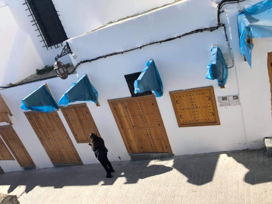 The new door and window installations in the Tangier Medina.