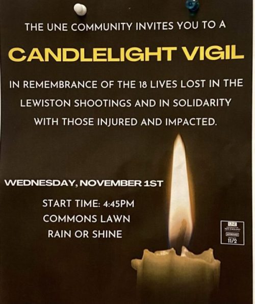 Photo of poster announcing vigil taken by Emily Hedegard