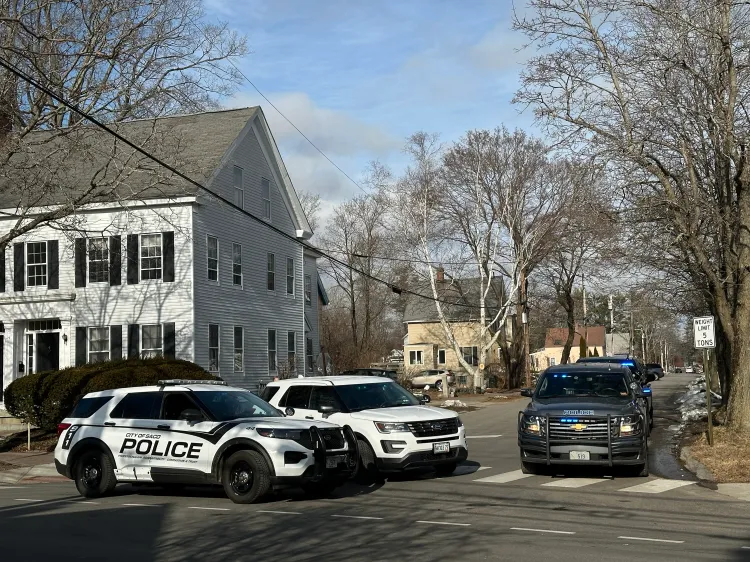 Photo taken from The Portland Press Herald. Police activity on Union Street in Saco on Friday afternoon, where Saco police said they are responding to an “ongoing incident.” Shawn Patrick Ouellette/Staff Photographer