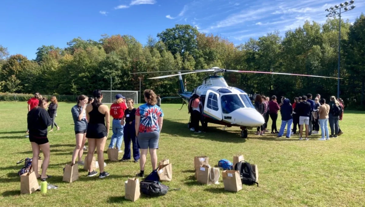 About 60 University of New England students participated in a mock mass casualty event on the Biddeford campus on Saturday, September 28th.